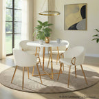 Cosmo-claire Dining Set - 5 Piece - Gold Metal, White MDF, White PU