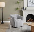 Finley Upholstered Swivel Accent Chair - Chalk Fabric, Black Metal