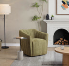 Finley Upholstered Swivel Accent Chair - Green Fabric, Black Metal
