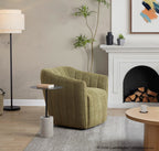 Finley Upholstered Swivel Accent Chair - Green Fabric, Black Metal