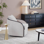Gemma Swivel Accent Chair - Sand Fabric, Espresso Wood