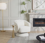 Zara Upholstered Swivel Accent Chair With Pillow - White Fabric