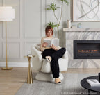 Zara Upholstered Swivel Accent Chair With Pillow - White Fabric