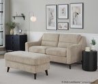 Carly Bench Ottoman - Espresso Wood, Beige Fabric