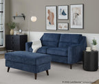 Carly Bench Ottoman - Espresso Wood, Blue Fabric