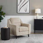Carly Upholstered Armchair - Espresso Wood, Beige Fabric