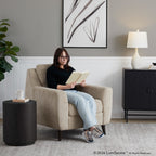 Carly Upholstered Armchair - Espresso Wood, Beige Fabric