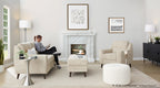 Carly Upholstered Armchair - Espresso Wood, Beige Fabric