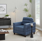 Willow Upholstered Armchair - Espresso Wood, Blue Fabric