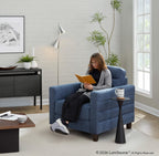 Willow Upholstered Armchair - Espresso Wood, Blue Fabric