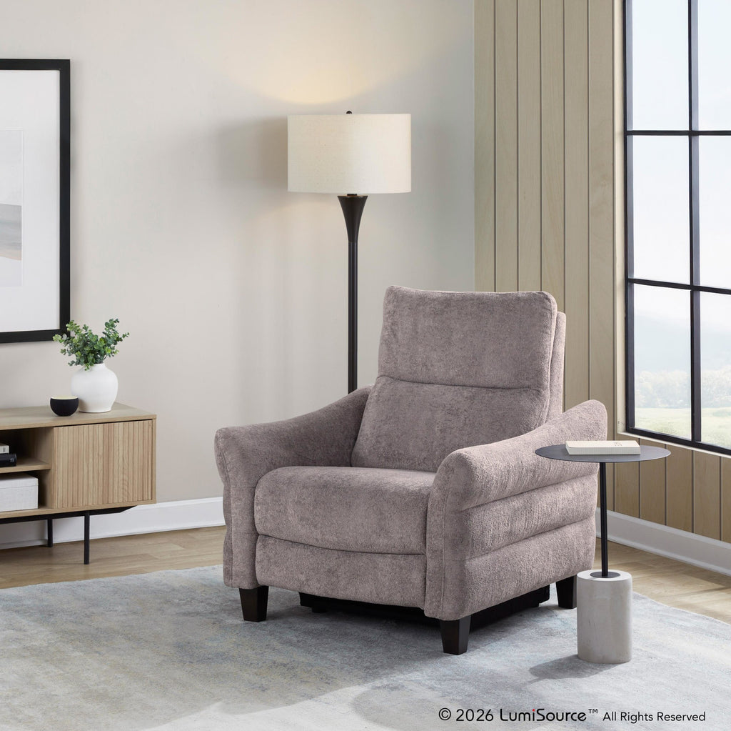 Slope Upholstered Power Recliner - Espresso Wood, Pewter Fabric