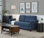 Willow Upholstered Sofa - Espresso Wood, Blue Fabric