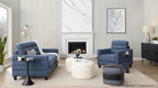 Willow Upholstered Sofa - Espresso Wood, Blue Fabric