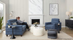Willow Upholstered Sofa - Espresso Wood, Blue Fabric