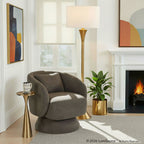 Zara Upholstered Swivel Accent Chair With Pillow - Steel Grey Fabric