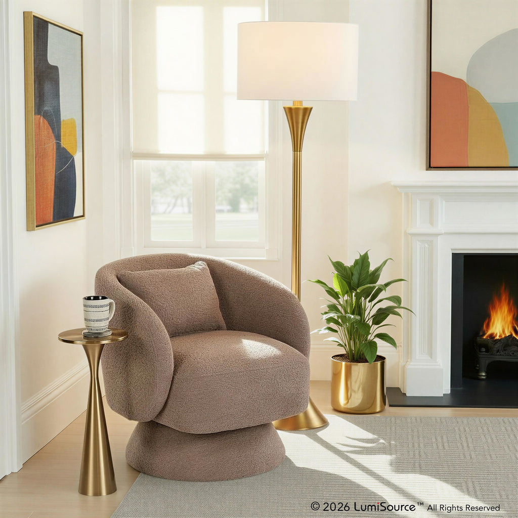 Zara Upholstered Swivel Accent Chair With Pillow - Taupe Fabric