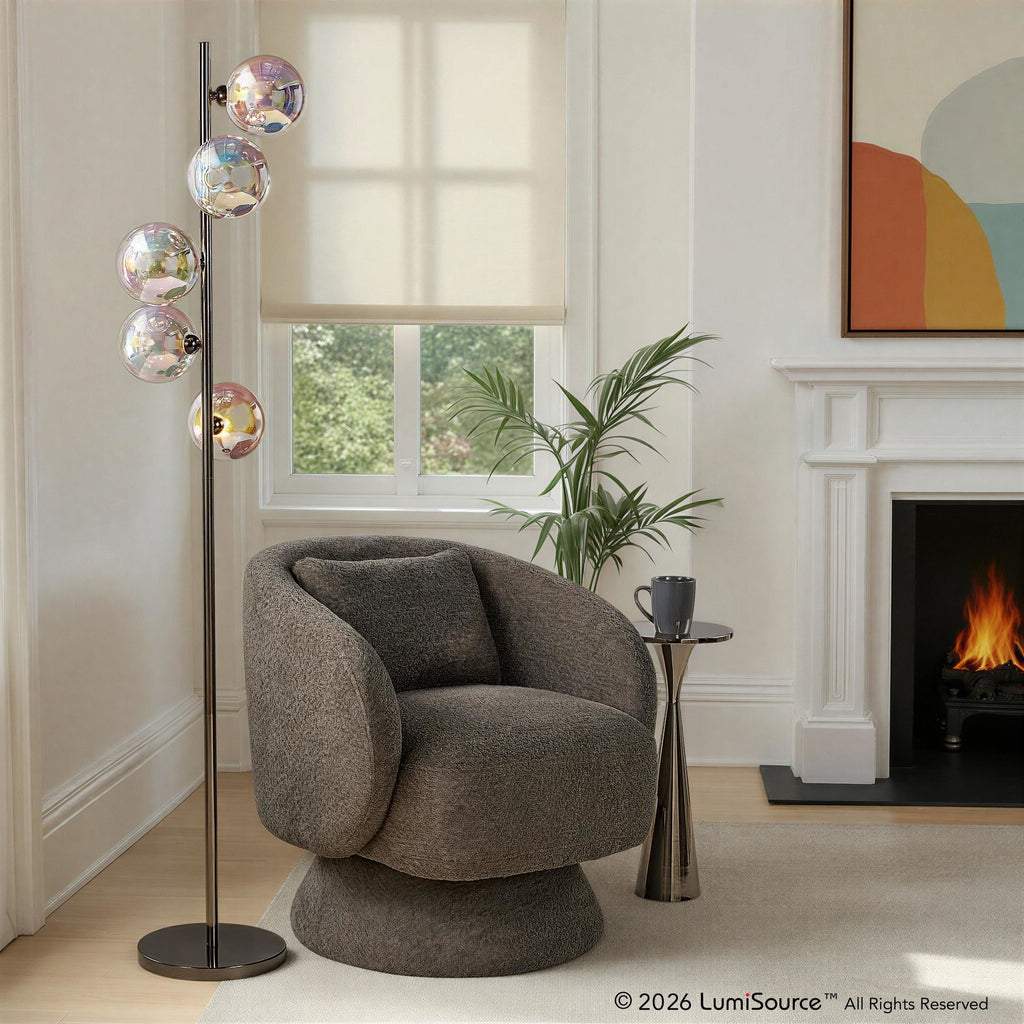 Bubbles 67" Metal Floor Lamp - Black Chrome Metal, Iridescent Glass Sconces