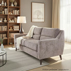 Carly Upholstered Sofa - Espresso Wood, Pewter Fabric
