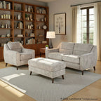 Carly Upholstered Armchair - Espresso Wood, Pewter Fabric