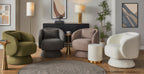 Zara Upholstered Swivel Accent Chair With Pillow - White Fabric