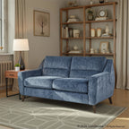 Carly Upholstered Sofa - Espresso Wood, Blue Fabric