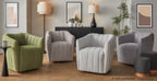 Finley Upholstered Swivel Accent Chair - Taupe Fabric, Black Metal