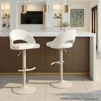 Renee Adjustable Barstool - Set of 2 - Pearl Grey Metal, White PU