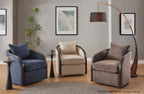 Gemma Swivel Accent Chair - Sand Fabric, Espresso Wood