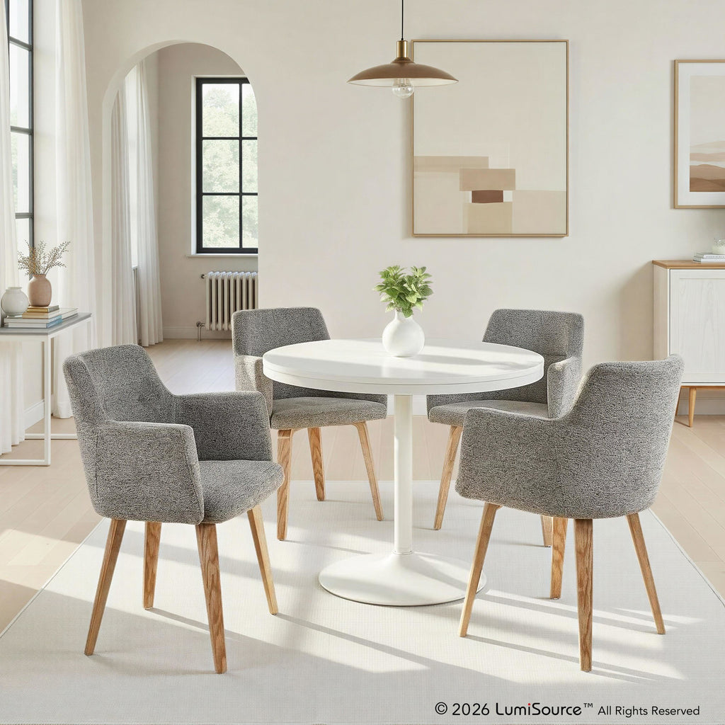 Dakota Dining Table - White Steel, White Wood