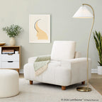 Kipton 43" Armchair - White Fabric, Walnut Wood