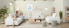 Kipton 43" Armchair - White Fabric, Walnut Wood