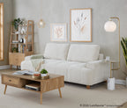 Kipton 90" Sofa - White Fabric, Walnut Wood
