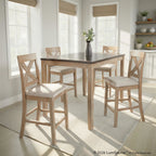 Harper Counter Set - Grey Wood, Espresso Wood, Grey Fabric