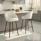 Matisse High Back 26" Fixed-Height Counter Stool - Set of 2 - Black Metal, Cream Performance Fabric, Gold Metal