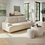 Kipton 90" Sofa - White Fabric, Walnut Wood