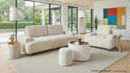 Kipton 90" Sofa - White Fabric, Walnut Wood