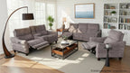Slope Upholstered 87" Power Sofa - Espresso Wood, Pewter Fabric