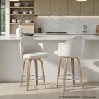 Ahoy 26" Fixed-Height Counter Stool - Set of 2 - Zebra Wood, Chrome, Cream Fabric
