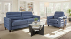 Willow Upholstered Sofa - Espresso Wood, Blue Fabric