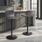 Mara Adjustable Barstool - Set of 2 - Black Metal, Grey PU
