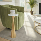 Gemma 22" Marble Side Table - Gold Metal, White Marble Top