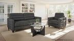 Willow Upholstered 80" Sofa - Espresso Wood, Charcoal Fabric