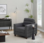 Willow Upholstered 35" Armchair - Espresso Wood, Charcoal Fabric