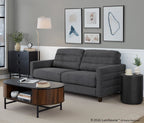 Willow Upholstered 80" Sofa - Espresso Wood, Charcoal Fabric