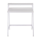2-tier Office Desk - White Steel, White MDF