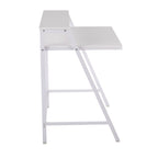 2-tier Office Desk - White Steel, White MDF