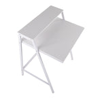 2-tier Office Desk - White Steel, White MDF