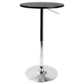 Adjustable Bar Table - Chrome, Black Wood