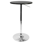 Adjustable Bar Table - Chrome, Black Wood