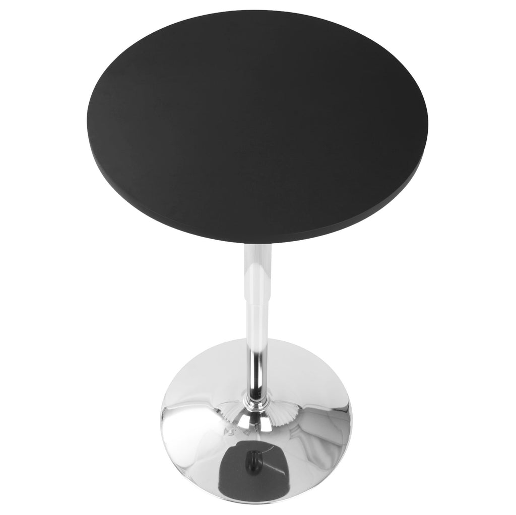 Adjustable Bar Table - Chrome, Black Wood